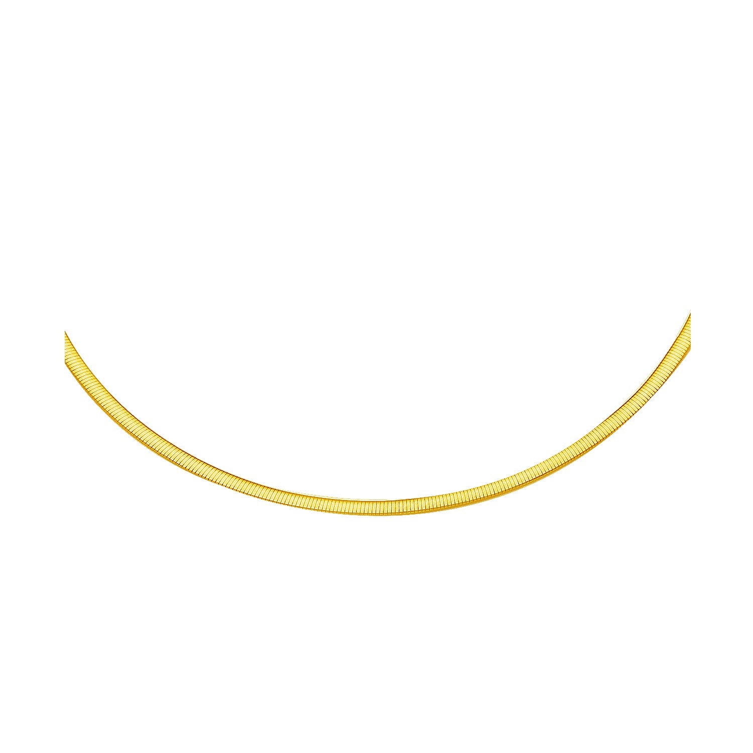 2.5mm 14k Two Tone Gold Reversible Omega Necklace in a sleek high-contrast midnight luxury editorial style